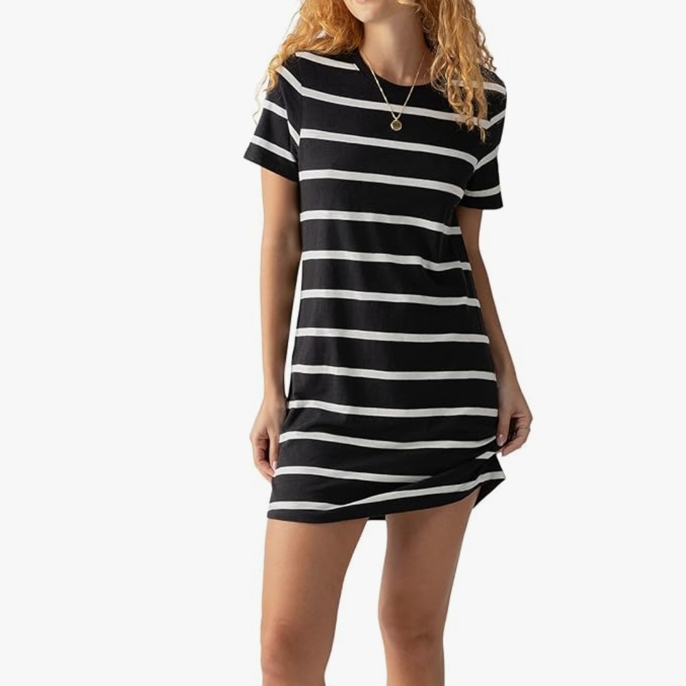 Sanctuary Black and White Striped Midi Dress